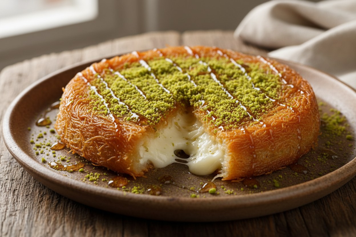 Antep fıstıklı klasik tel künefe porsiyonu